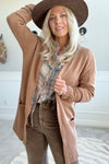 Ribbed Accent Open Front Cardigan