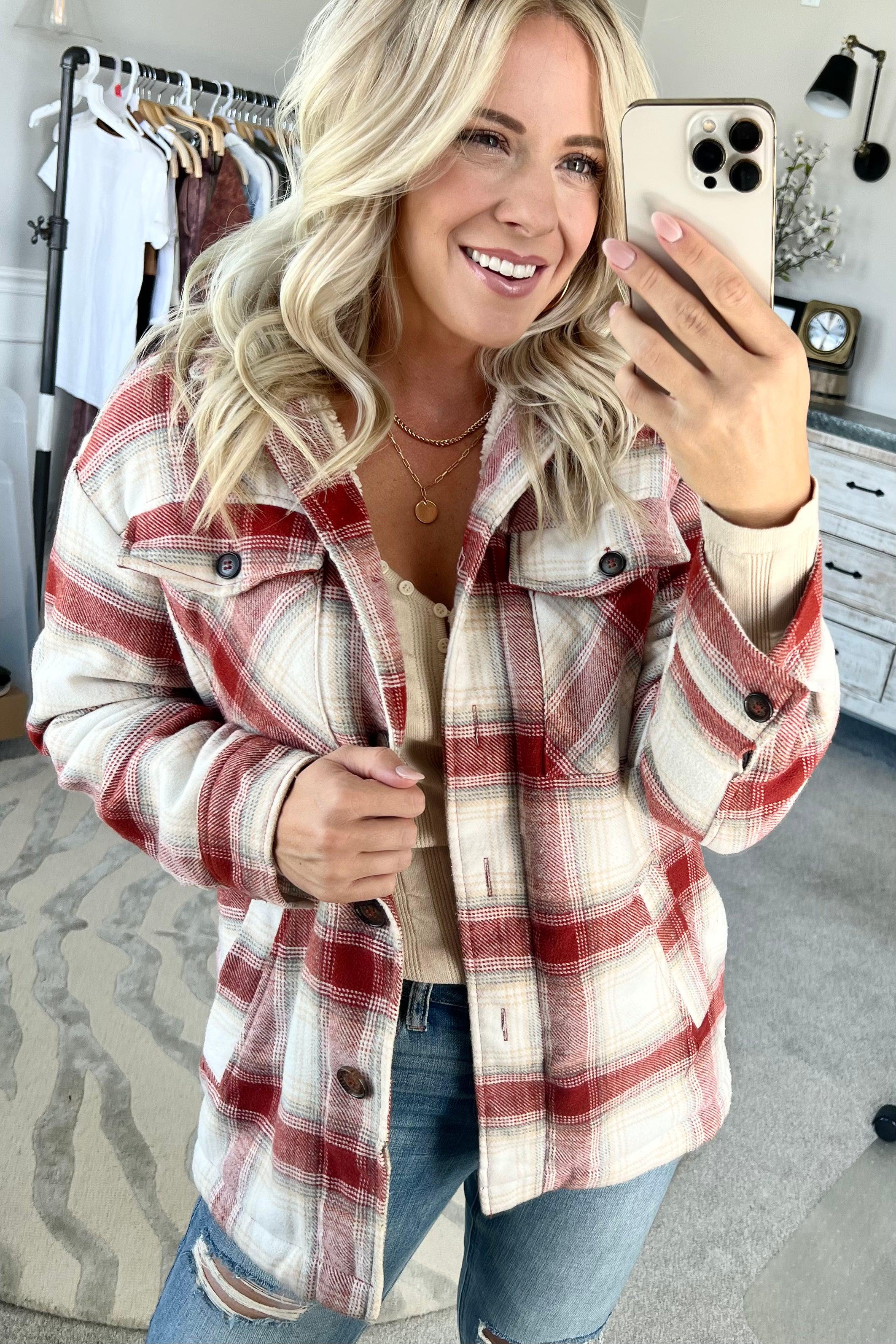 Plaid button up jacket hotsell